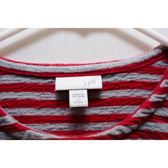 J. Jill womens S Petite red gray stiped shirt preppy - Picture 2 of 6